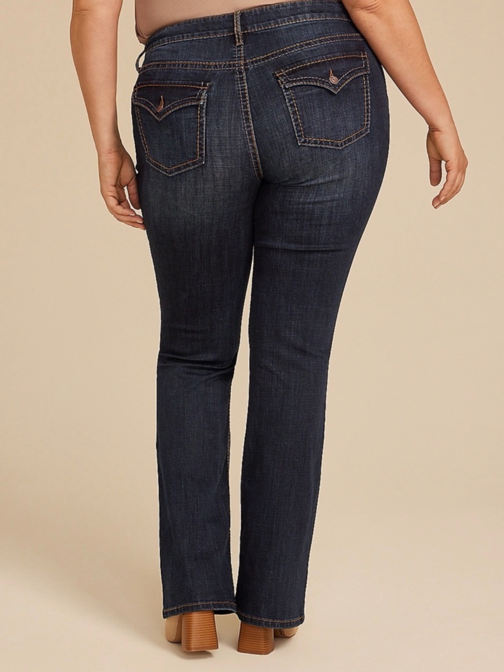 Maurices Dark Crosshatch Mid Rise Thick Stitch Bootcut Jean - 24W TALL - Picture 9 of 9